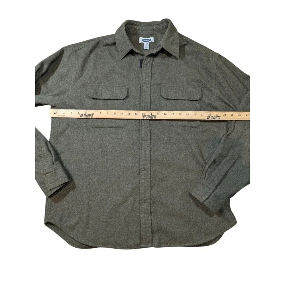 Old Navy Mens Large Wool Blend Shacket Charcoal Utility Reinforced Elbow